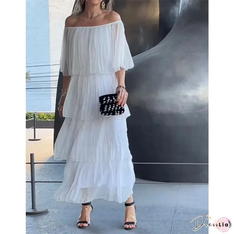 Chic Viscose Ruffle Midi Dress