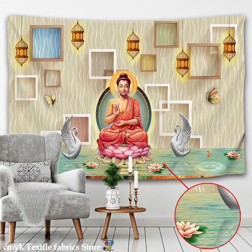 3DReligion Culture Hanging Wall Tapestry Buddha Wall Carpet Headboard Dorm Hippie Psychedelic Tapestry Tree Landscape Boho Decor
