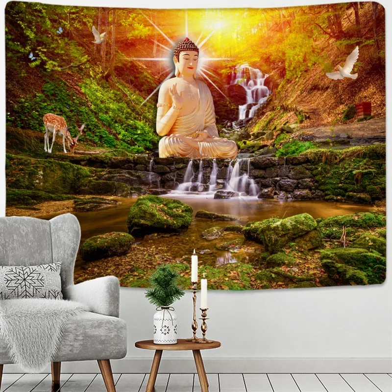 Indian Buddha Meditation Tapestry Wall Hanging Mandala Hippie Bohemia Religion Yoga Mat Sheet Home Decor