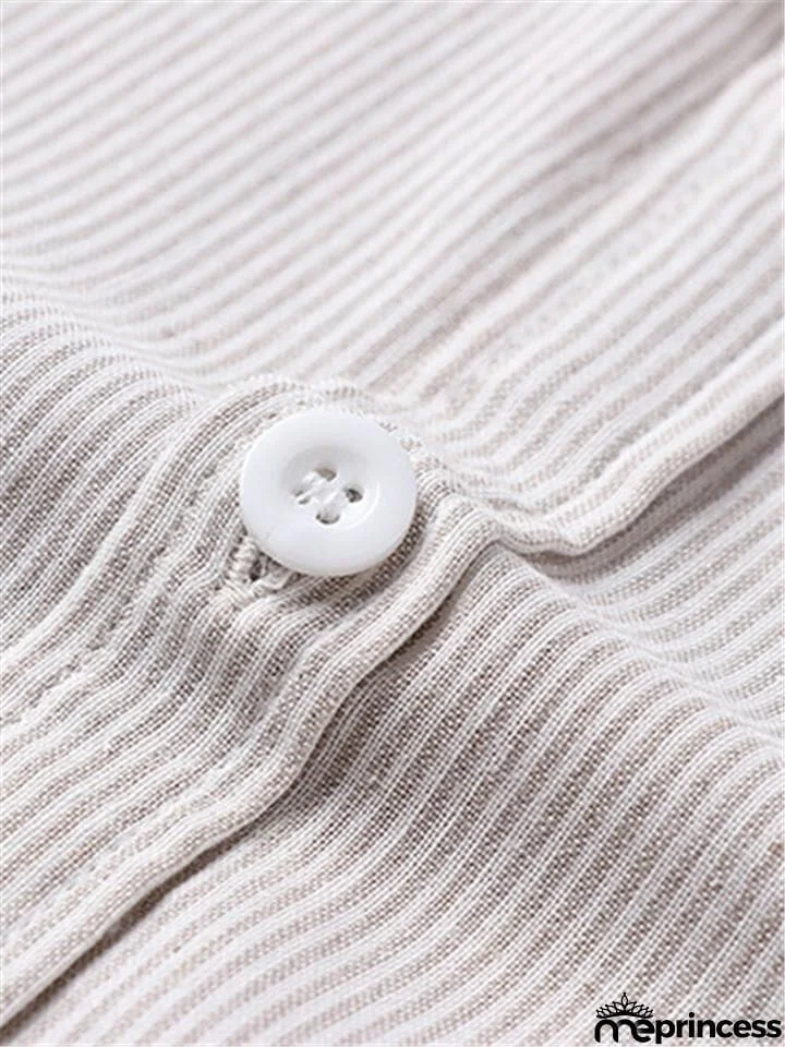 Loose Casual Comfy Striped Full Buttons Long Sleeve Shhirts