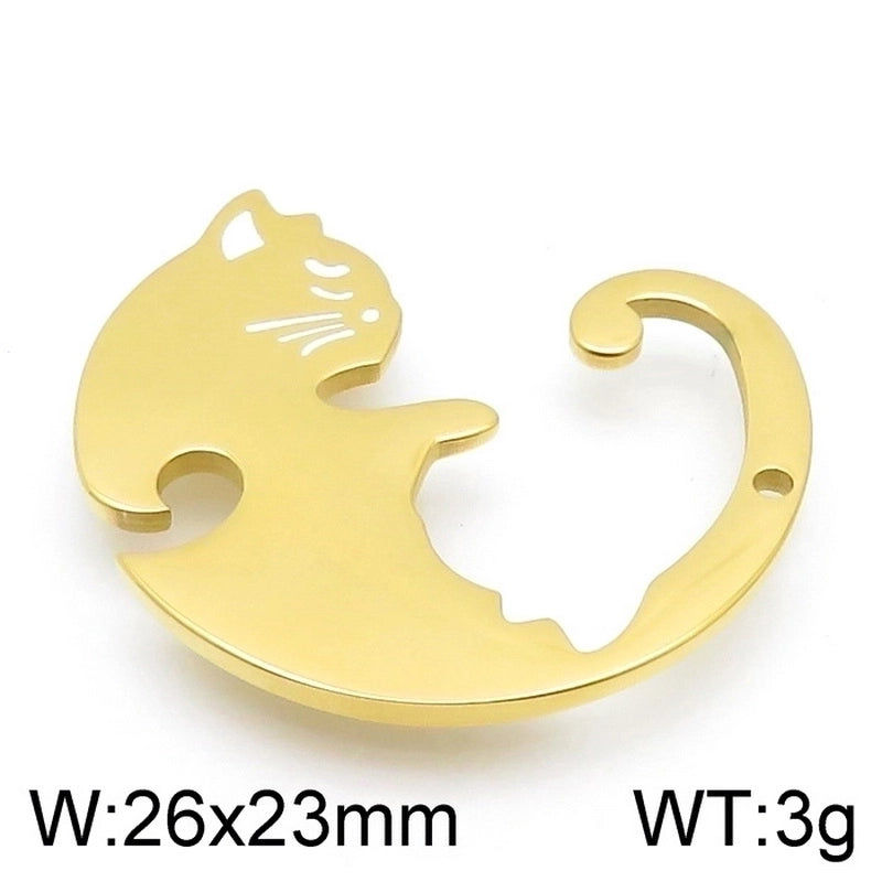 10 Pieces Stainless Steel Zircon 18K Gold Plated Animal
