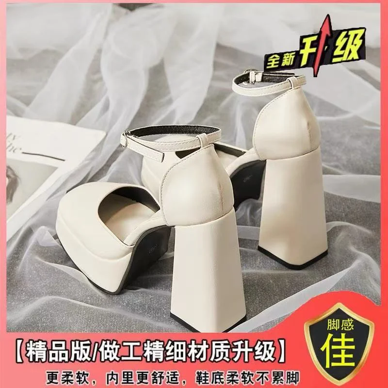 Breakj Breakj Heel Barbie Shoes Pine Cream Sole Coarse Heel Fairy White Mary Treasure Shoes Small 12Cm Wedding Artifact Wedding Shoes