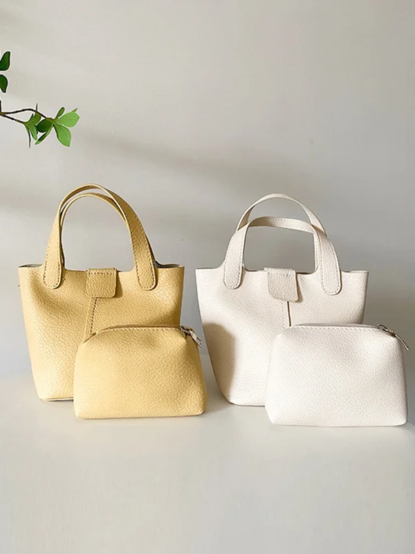Elegant PU Solid Color 2-Piece Bag Set: Perfect for Casual Chic Looks