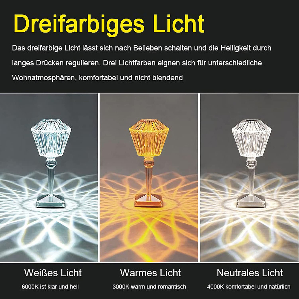 

Acrylic LED Diamond Crystal Desk Lamp Touch Bar Decor Table Night Lights, 501 Original