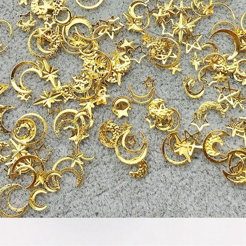 Moon Star Mixed Metallic Nail Sequins Charms 3D Nail Art Slice Decoration Acrylic Manicure Tool-Nail Inspo