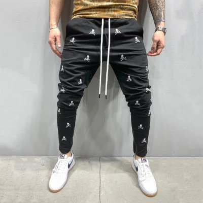 Skull zipper casual running sports fashion pants
