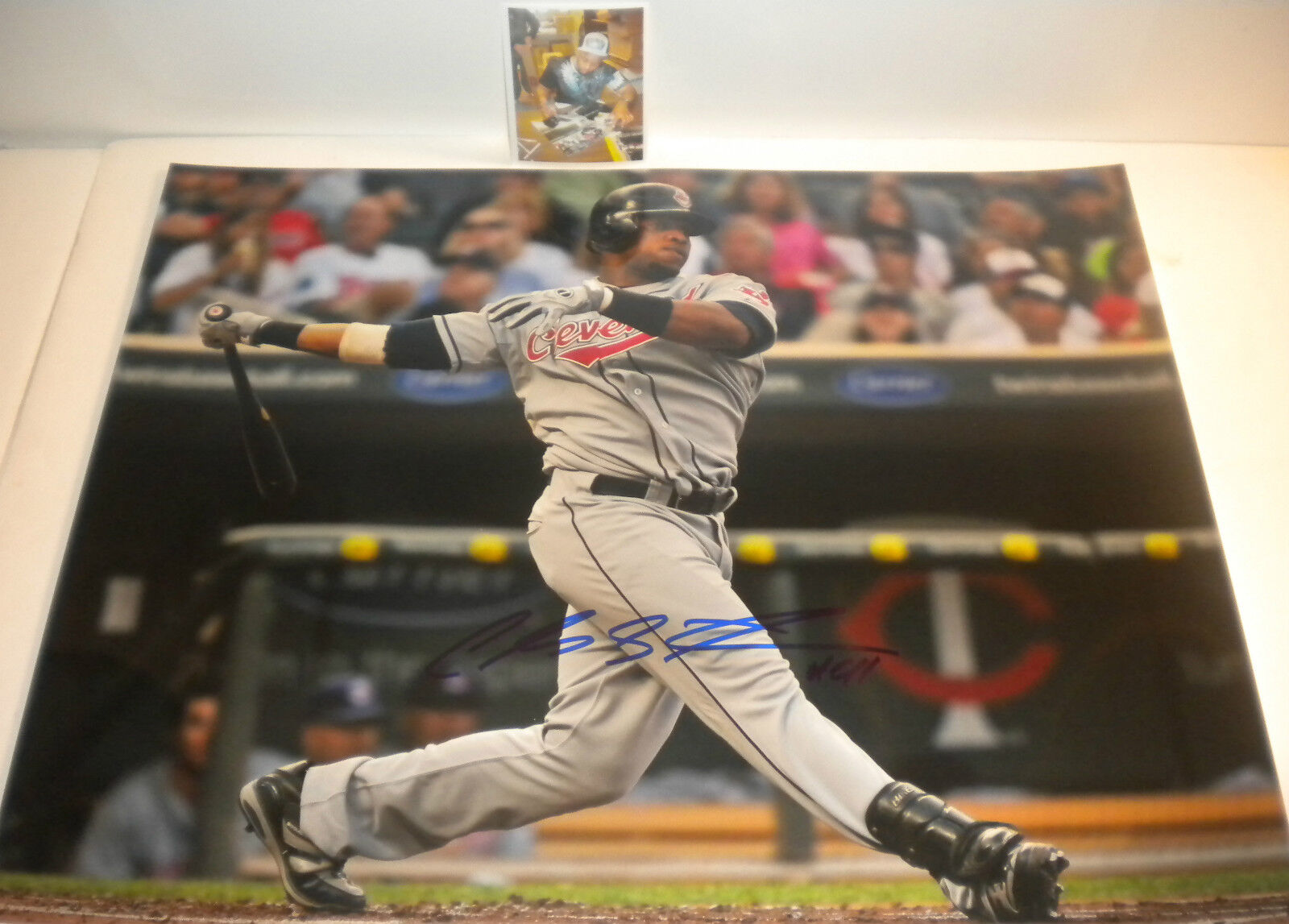 Carlos Santana Cleveland Indians Signed 16x20 W/Picture