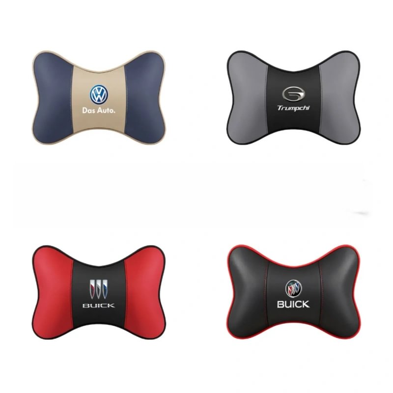 Comfortable leather car headrest with neck support