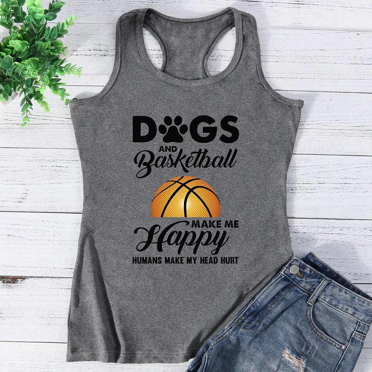 Dogs and Basketball make me happy Vest Top