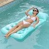 Inflatable Pool Float Lounger with Headrest PVC Air Mattress for Lake Beach