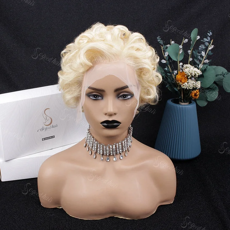 Monroe Blonde Wave Pixie Cut Human Hair Lace Wig