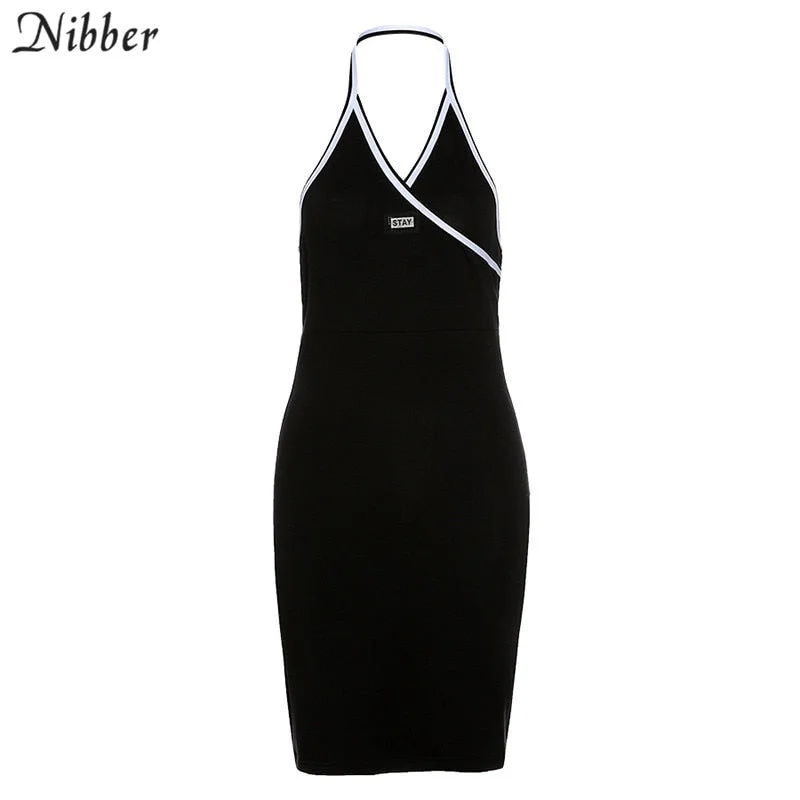 Nibber tight halter cotton mini dress summer street fashion Gothic sleevelesswear 2020 simple activity casual female party dress