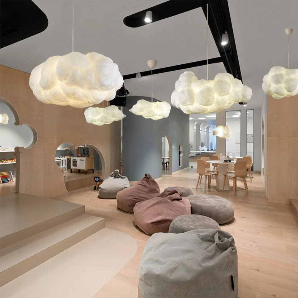 Nordic Clouds Pendant Lights Silk Lamp Dark Clouds Hanglamp Personality Decorate Hanging Light For Hotel Lobby Restaurant