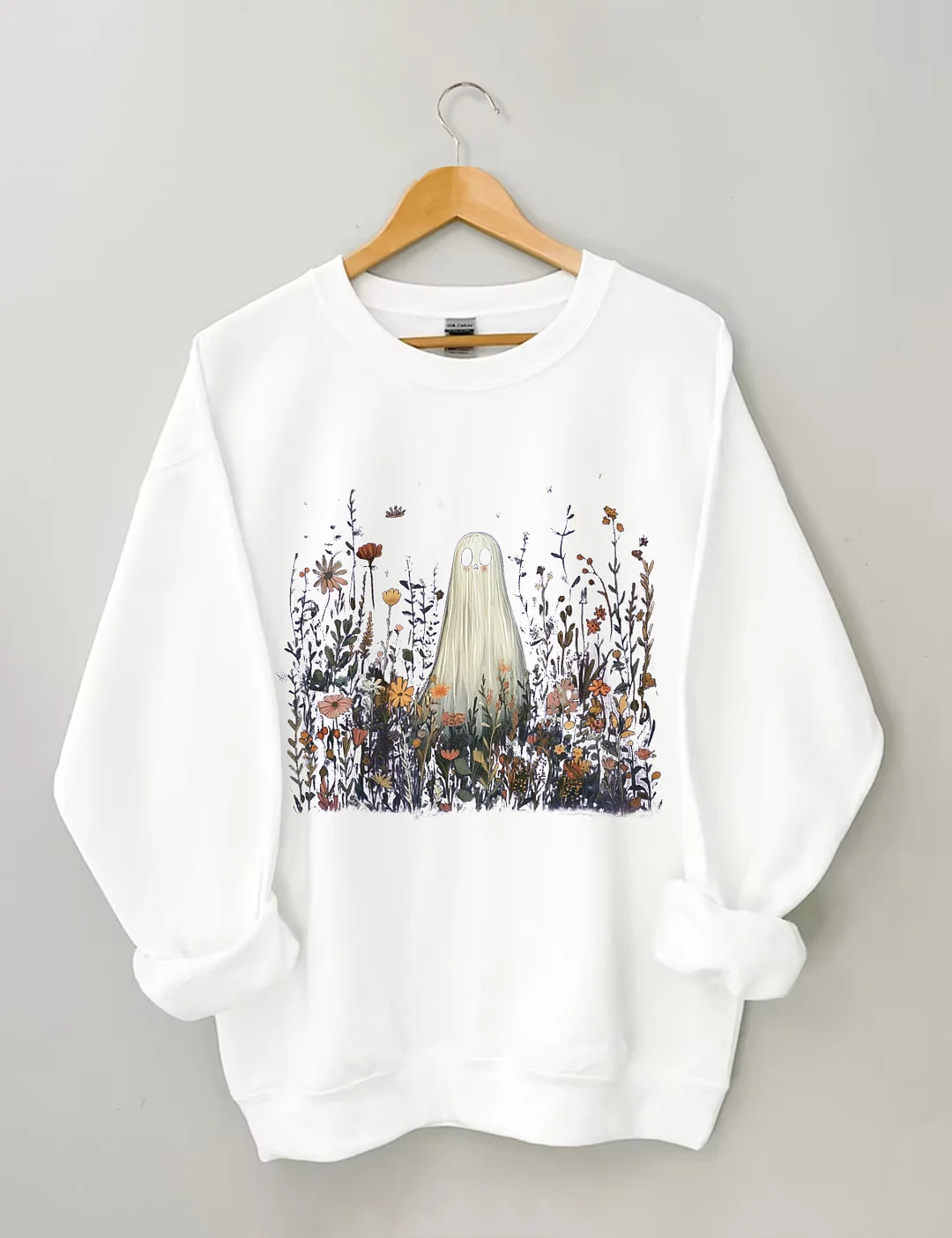 Cute Ghost In Wildflowers Sweatshirt