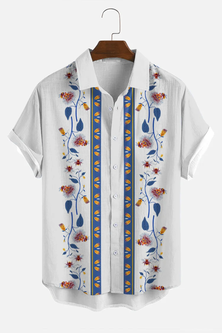 White Printed Short Sleeve Shirt