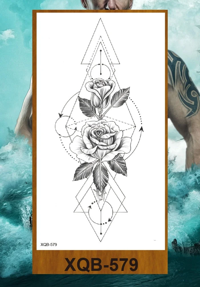 Temporary Tattoo Stickers Women Girl Arm Buttocks Chest Art Fake Tatoo Flowers Chain Body Makeup Waterproof Lily Chrysanthemum