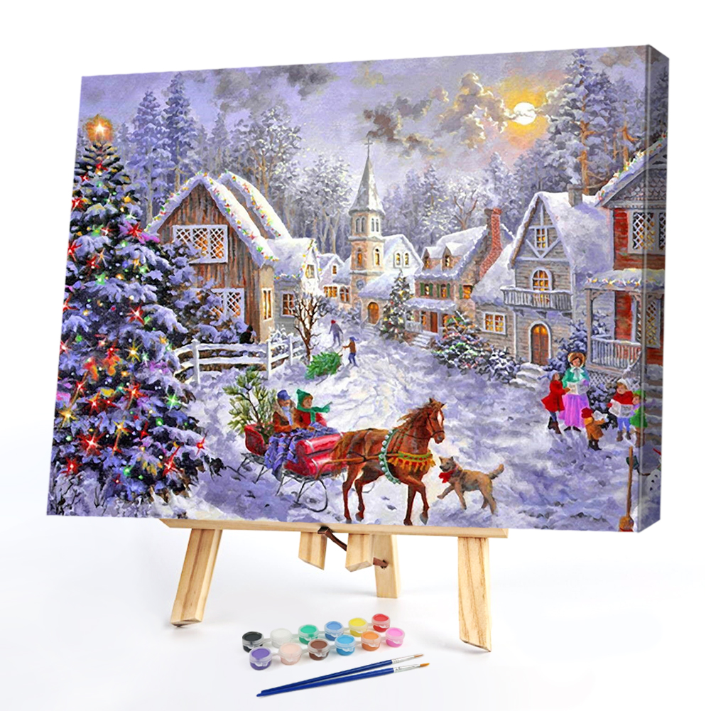 

40*30cm - Painting By Numbers - Christmas Snow Street, 501 Original