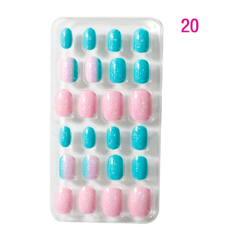 24PCS/box Children/adult Cartoon Candy Fake Nails Full Coverage Self-adhesive Nail Polish Cute Girl Manicure Decoration CL02