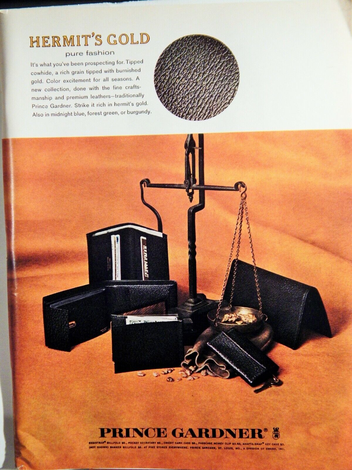 PRINCE GARDNER LEATHER GOODS / CHANEL NO 5 FRAGRANCES ORIG. VTG 1967 Photo Poster painting AD,