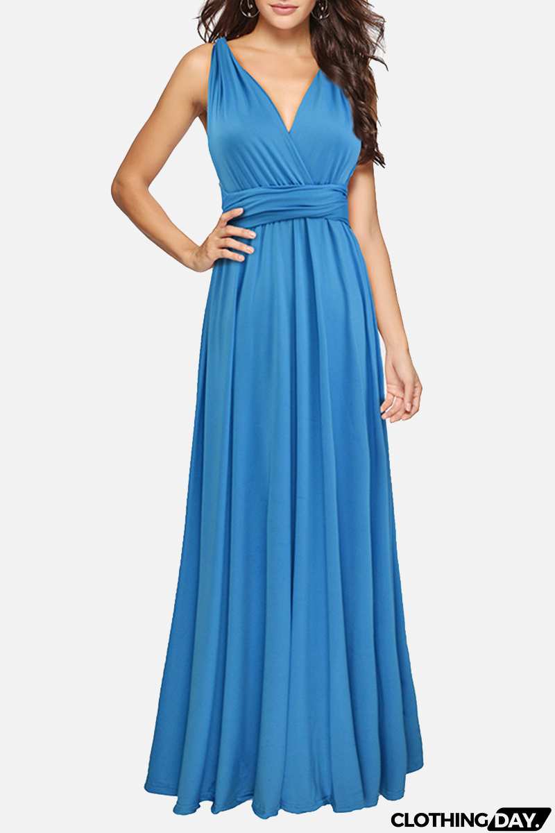 Fashion Elegant Solid Patchwork Backless Strap Design Evening Dress Dresses(20 Colors)