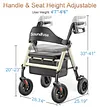 Soundfuse Rollator Walkers for Seniors with Seat, Foldable Lightweight Rolling Walker with 8" Big PU Wheels, Ergonomic Seat, Dual Height Adjustment