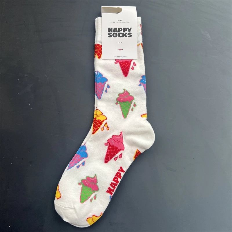 Women’s Vacation Minimalist Polka Dots Cotton Crew Socks A Pair