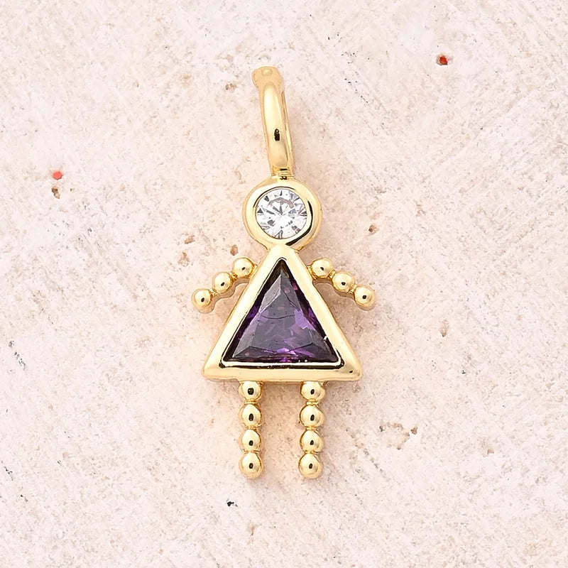 1 Piece 15x7mm Hole 2~2.9mm Copper Lucky Stone Birthstone Zircon 18K Gold Plated Geometric Simple Polished Jewelry Accessories Pendant