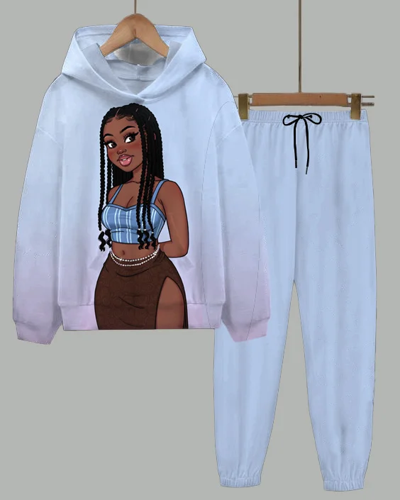 Barbie Cute Print Long-Sleeved Hoodie and Casual Pants Set