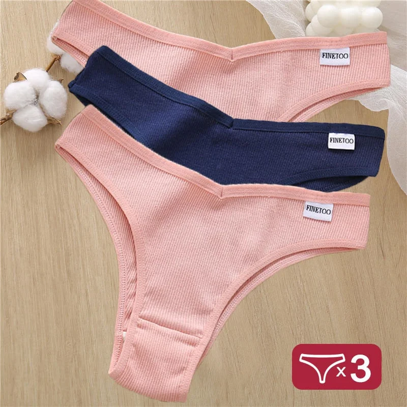 3PCS/Set Cotton Lingerie Panties Sexy Underwear Women Briefs Tangas Female Underpants Pantys Thong Panties Bikini Solid 6 Color