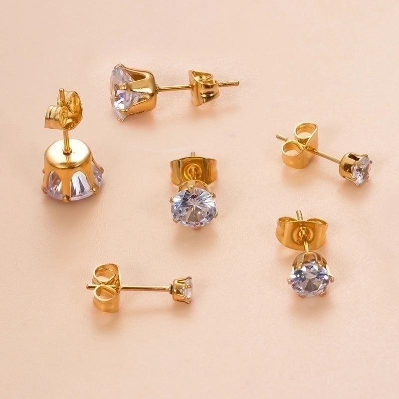 1 Piece Ear Cartilage Rings & Studs Minimalist Classic Style Geometric Round 316L Stainless Steel  Plating Inlay Zircon