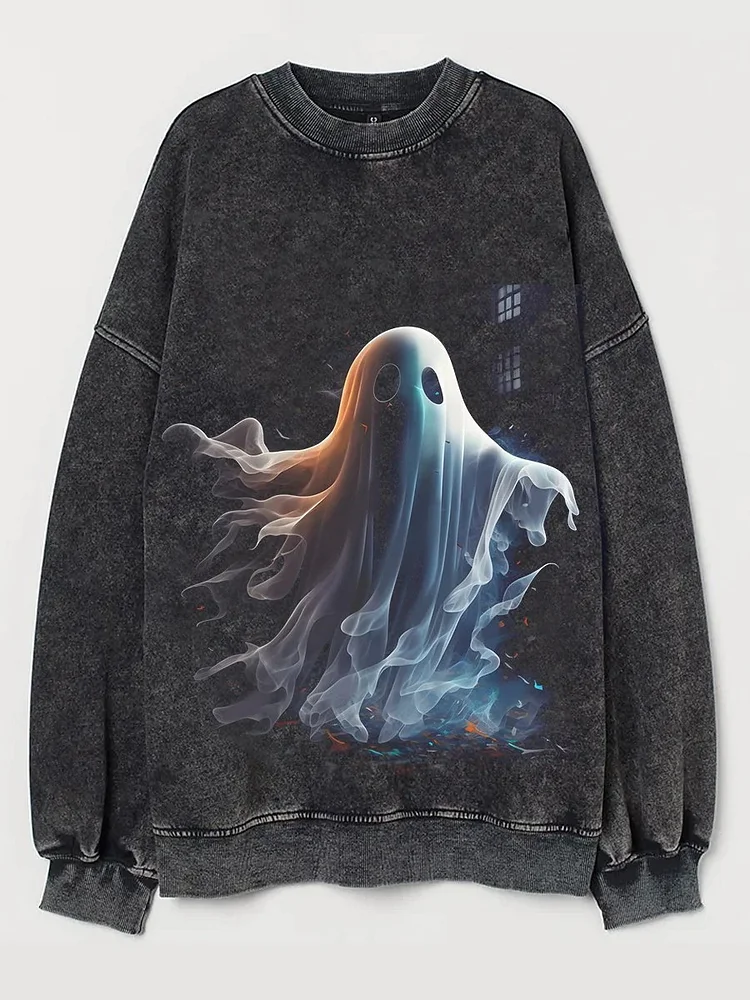 Men's Halloween Spooky Ghost Graphic Print Sweatshirt