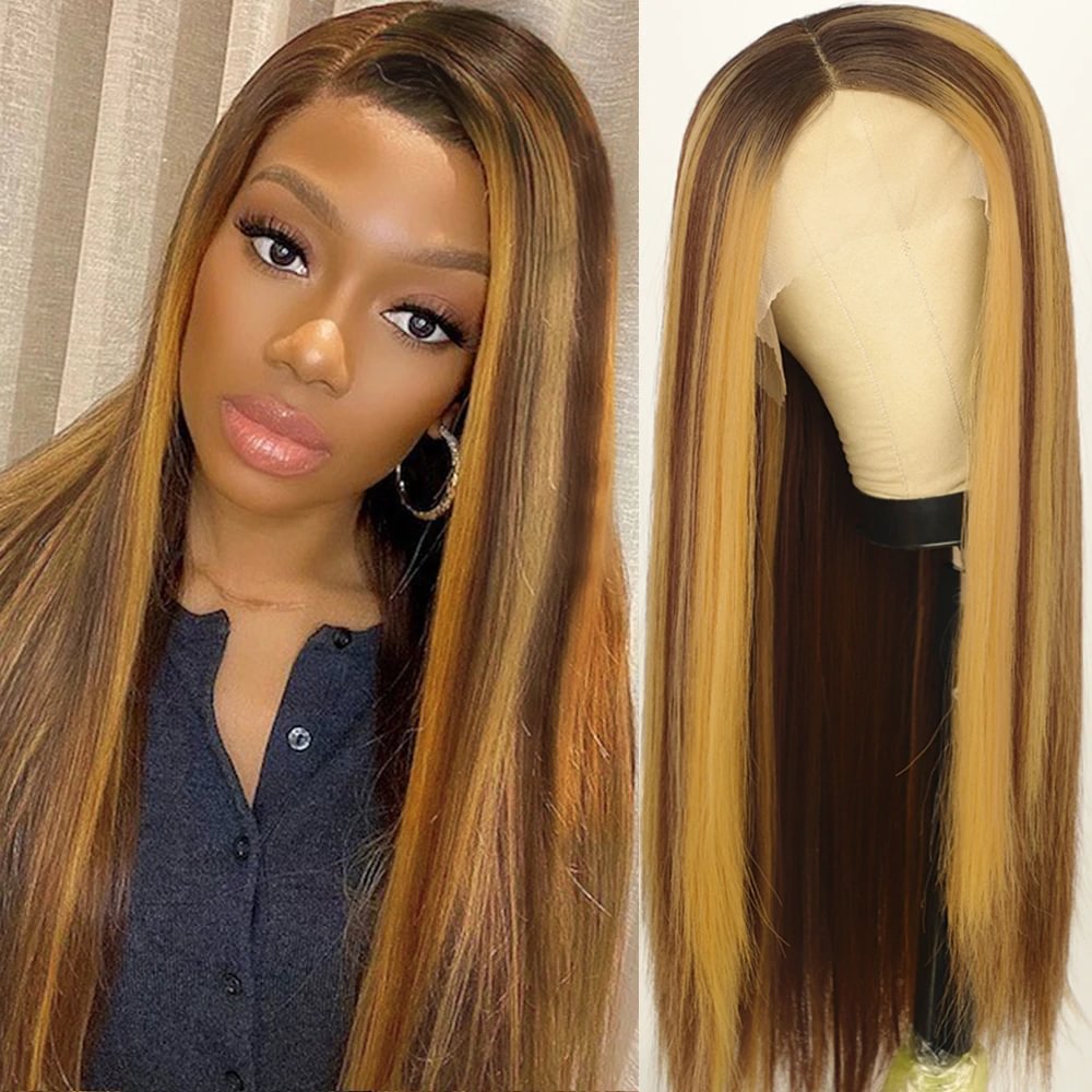 Mixed Color Straight Hot T-Lace Front Wig-elleschic