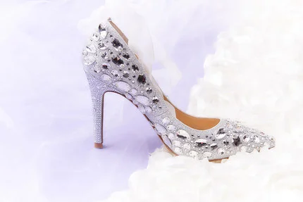 Silver Crystal Strappy Stiletto Heel Wedding Shoes Vdcoo