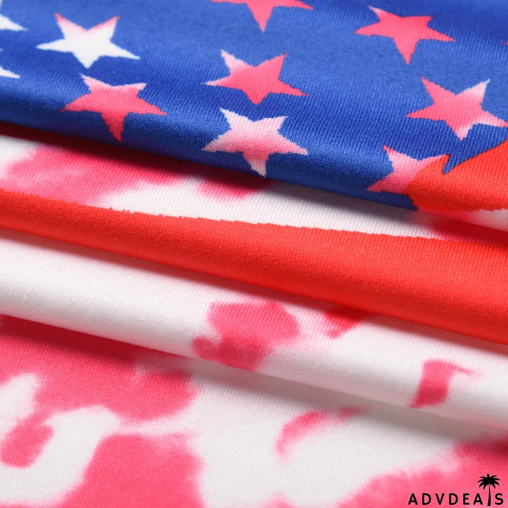 Summer Tie Dye Tongue Print O-Neck Regular Shirt