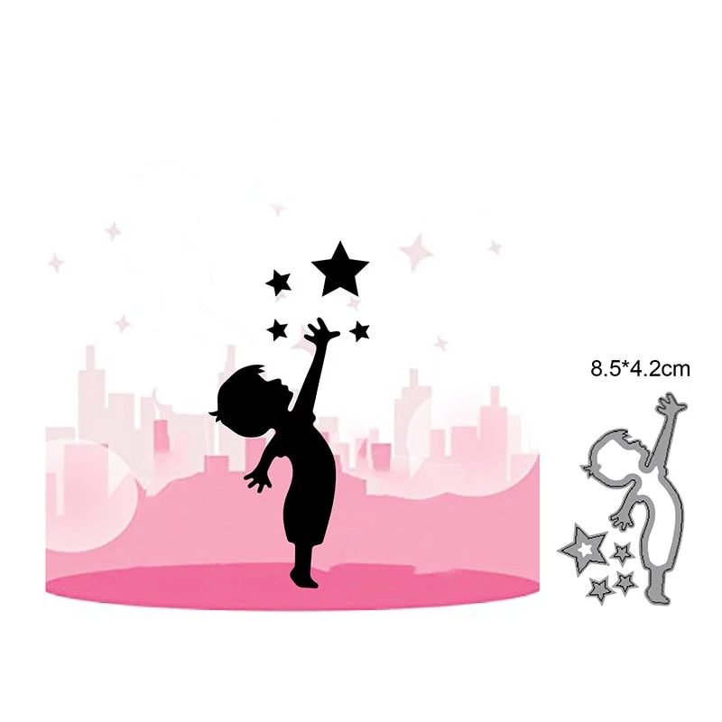 Child Catching Stars Metal Cutting Dies Cut Die Mold Decoration Scrapbook Dies Paper Craft Knife Mould Blade Punch Stencils Dies