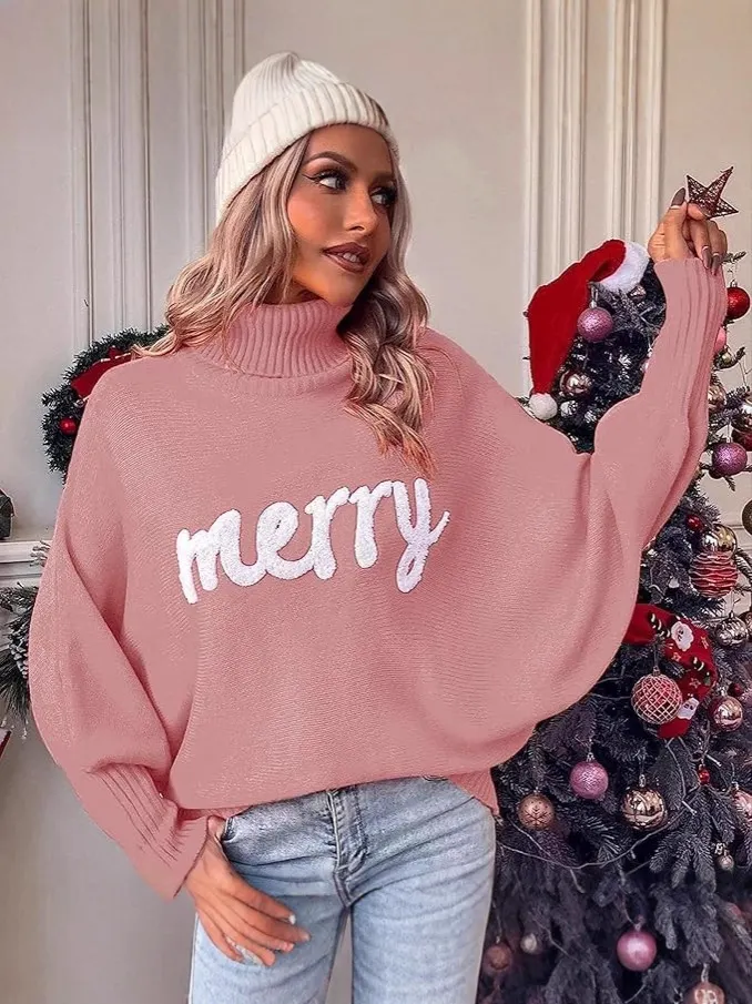 Nigikala Nigikala Turtleneck Women's Autumn And Winter Loose Bat Sleeves Wearing Knitted Tops Off