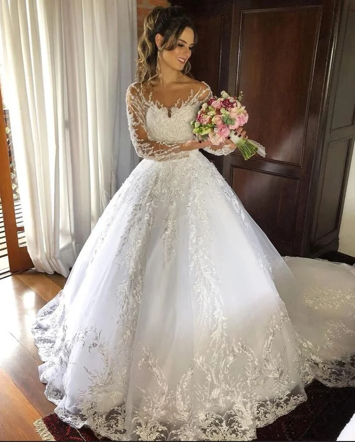 fitted lace wedding dress Luxury Turtle Neck Illusion Lace Mermaid Long Sleeve Bridal Dress with Detachable Skirt 44 main image 1