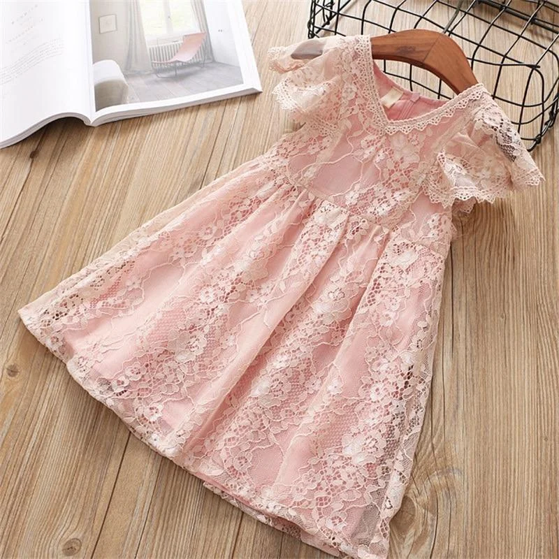 Summer Lace Girls Dress Flower Princess Party Toddler Girls Clothes Kids Dresses for Girls Casual Clothing Size 3-8 Years