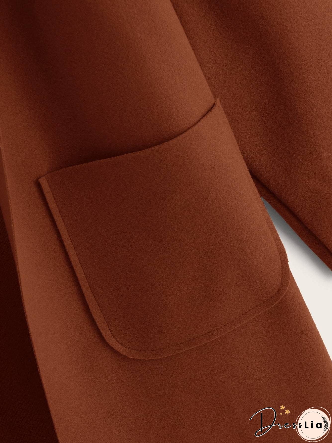 Solid Shawl Collar Dual Pocket Coat for Women