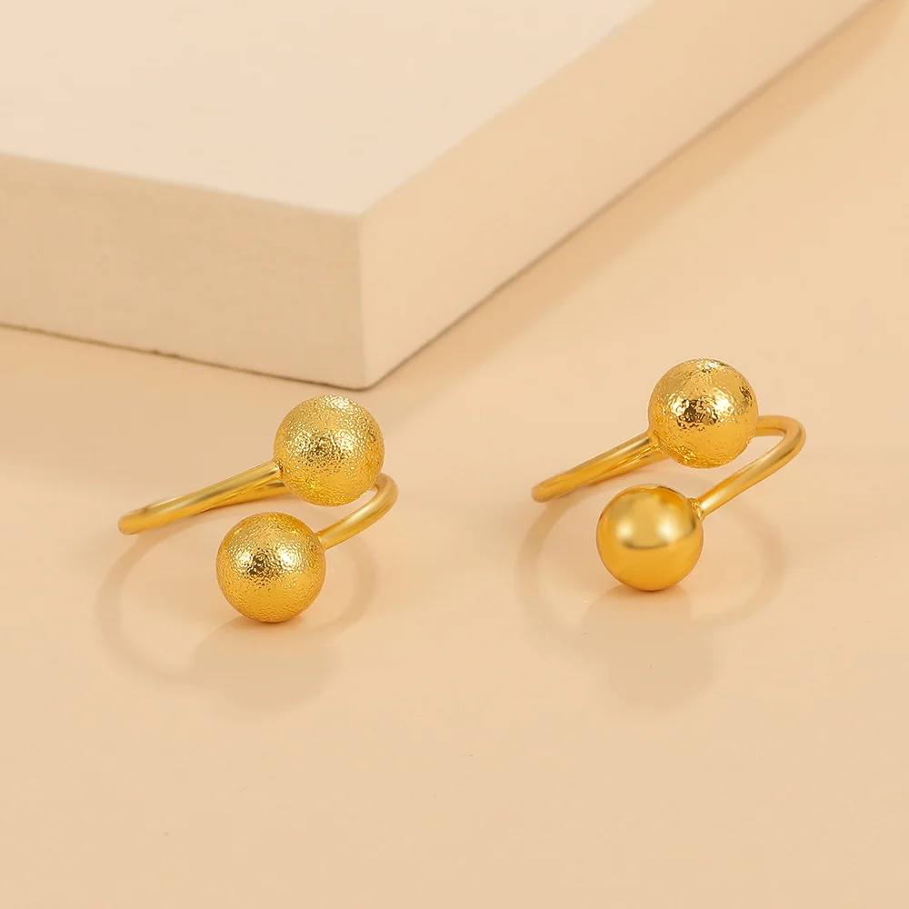 Round Bead Gold Plated Frosted Ring