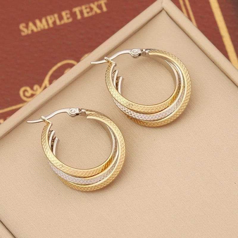 1 Pair Modern Style Round Plating Stainless Steel 18K Gold Plated Earrings