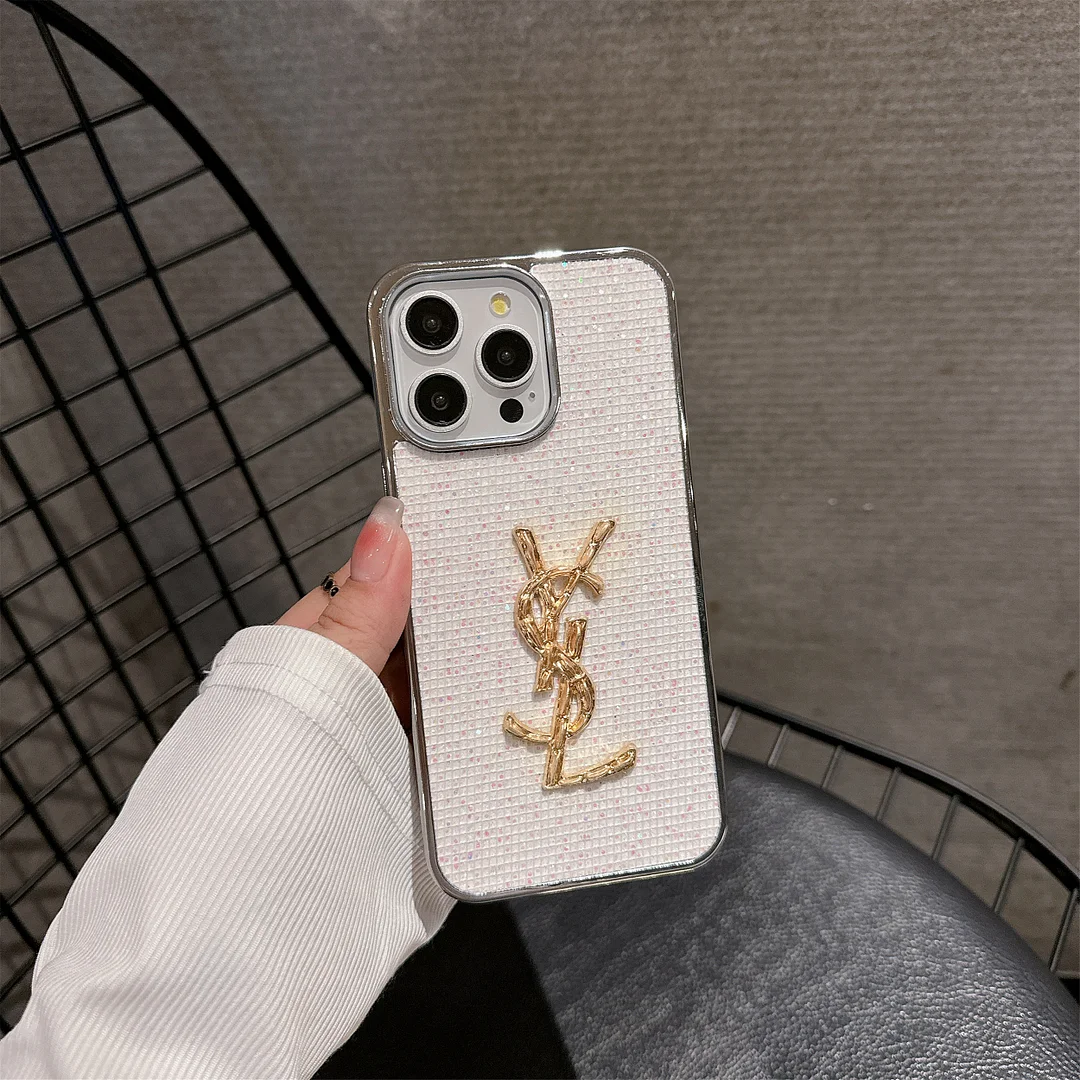 YSL YSL Electroplated Monogram Label Shiny Apple iPhone Case ProCaseMall