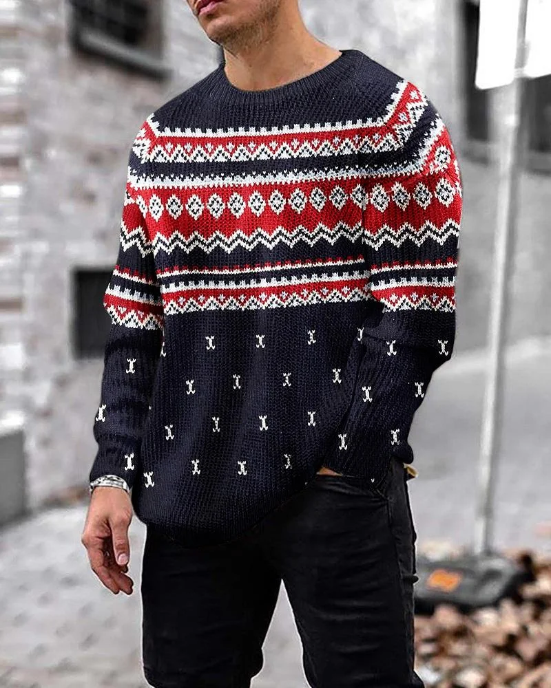 Men's Ethnic Printed Sweater