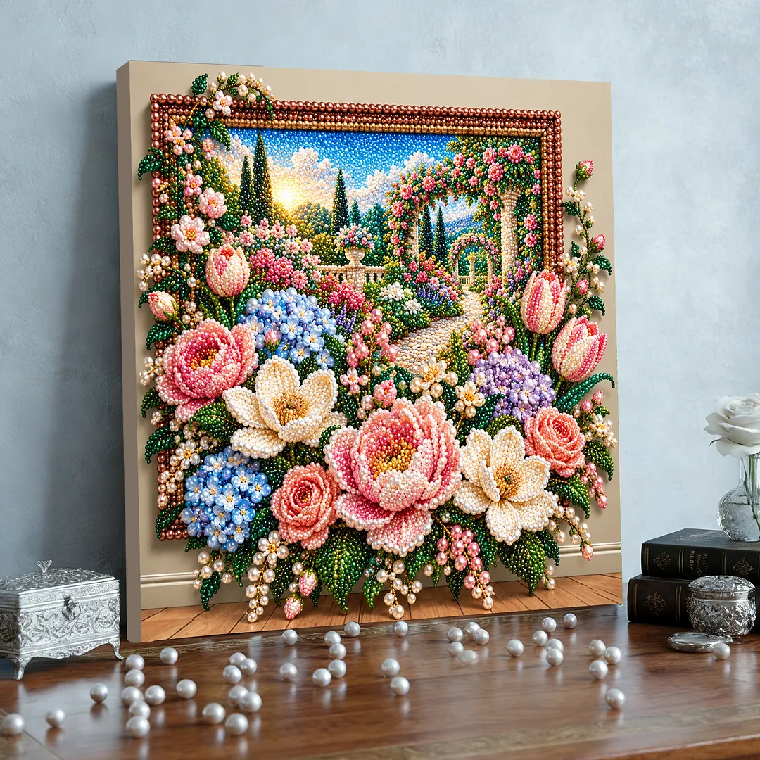 Framed Pearl Painting Kit Botanical Bloom 11.81x11.81in