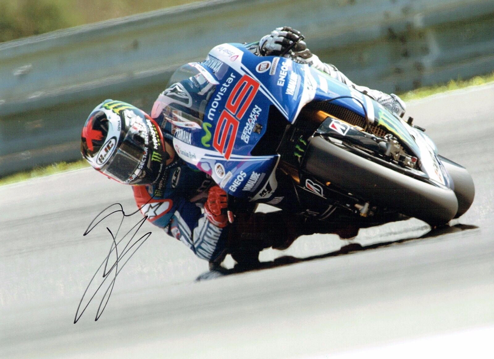 Jorge LORENZO SIGNED 16x12 Autograph Race Photo Poster painting AFTAL MOTOGP Movistar Yamaha