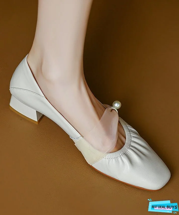 Mulberry Classy Chunky Shoes Cowhide Leather Splicing