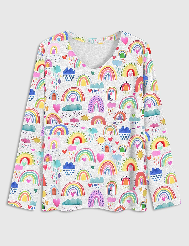 Women&rsquo;s Rainbows Of Hope In The Sky Multicolor Pop Unicorn Princess Candy Boho Shirt