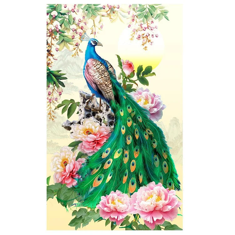 Flower Peacock - Square Drill Diamond Painting - 30x47cm(Canvas)