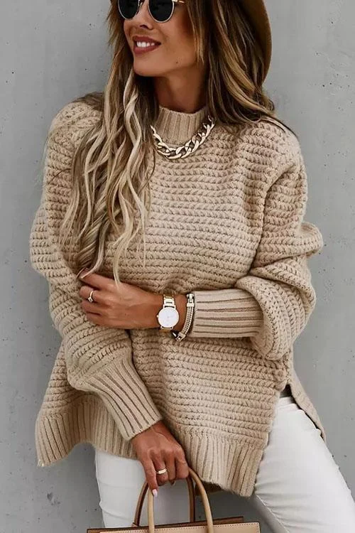 Hand Twist Split Solid Sweater