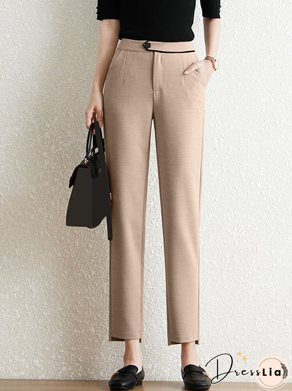 Contrast Pocket Step Hem Tailored Pants For Women
